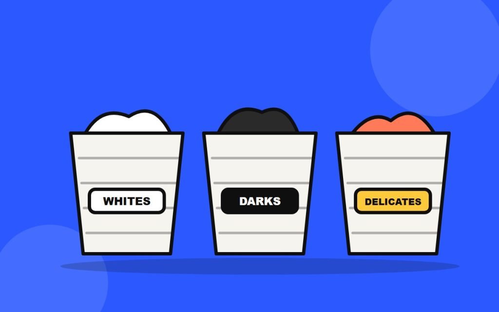 Three laundry baskets for whites, darks and delicates